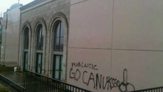 Vancouver Canucks Fans Vandalize Church With A Graffiti Penis, Can't Spell "Canucks"